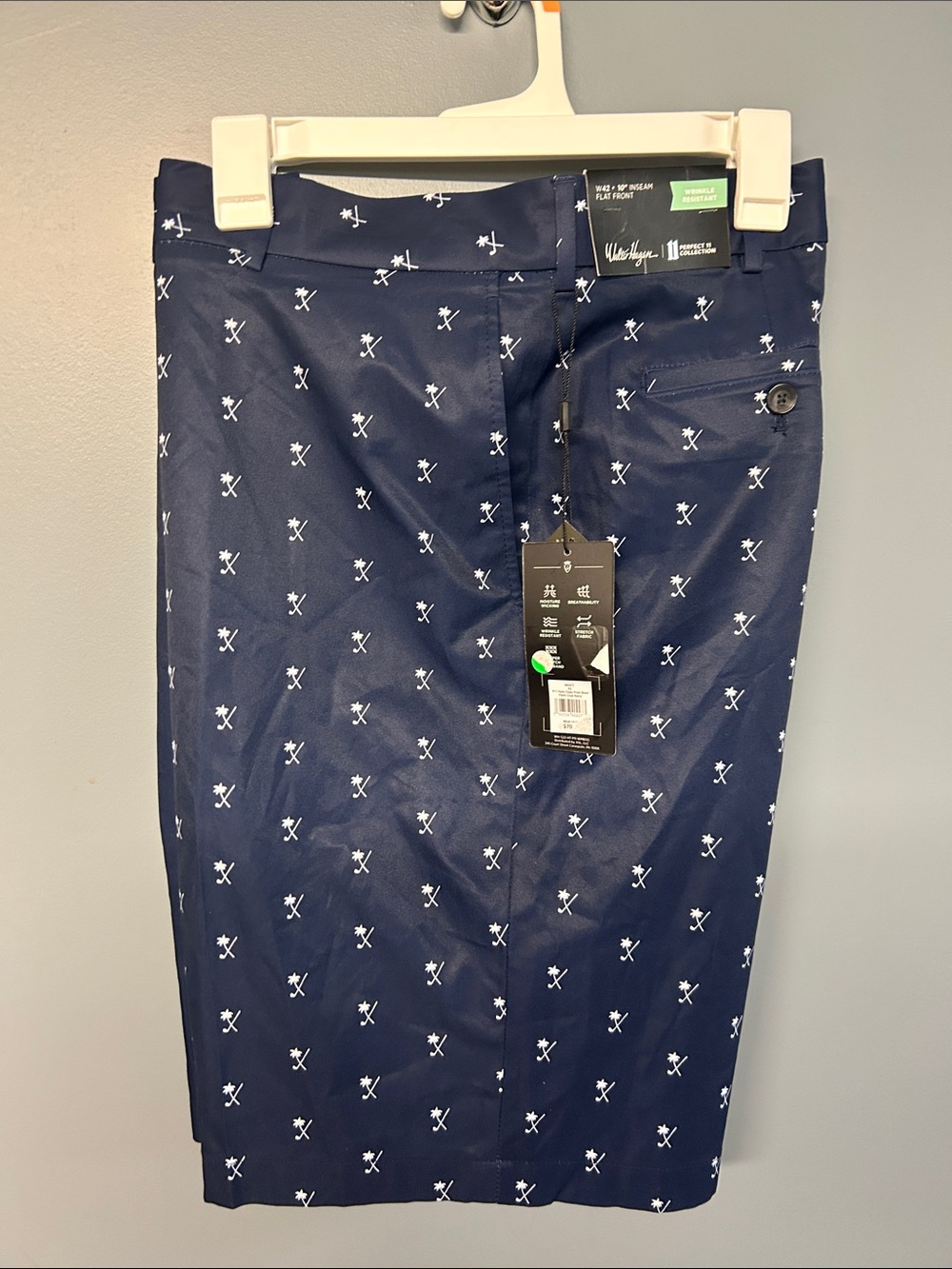 Unknown Brand Men’s Navy Blue Shorts with White Micro Print W42 10inseam